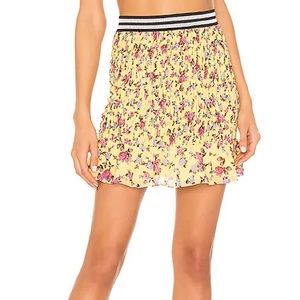 For Love & Lemons silk floral smocked Odette skirt